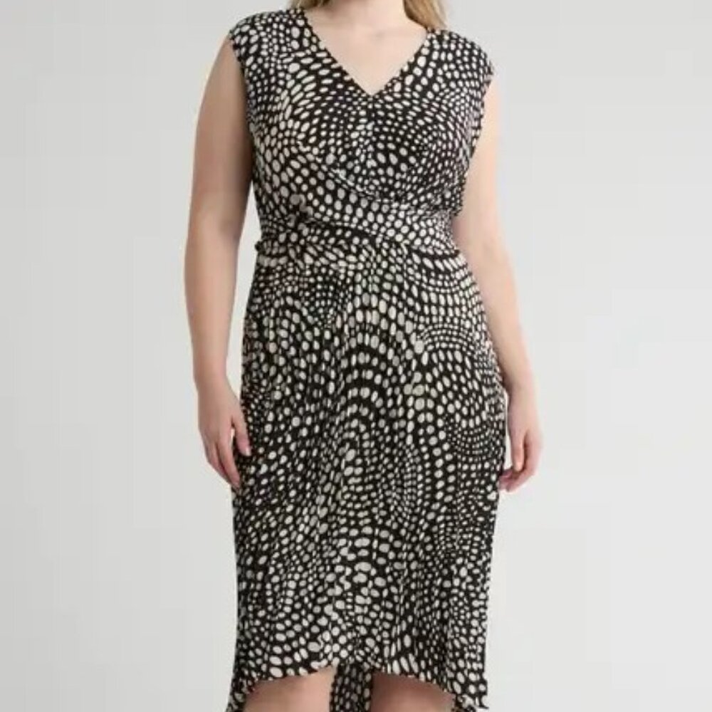 London Times Monochrome Dot Midi Dress.  New. Never worn.